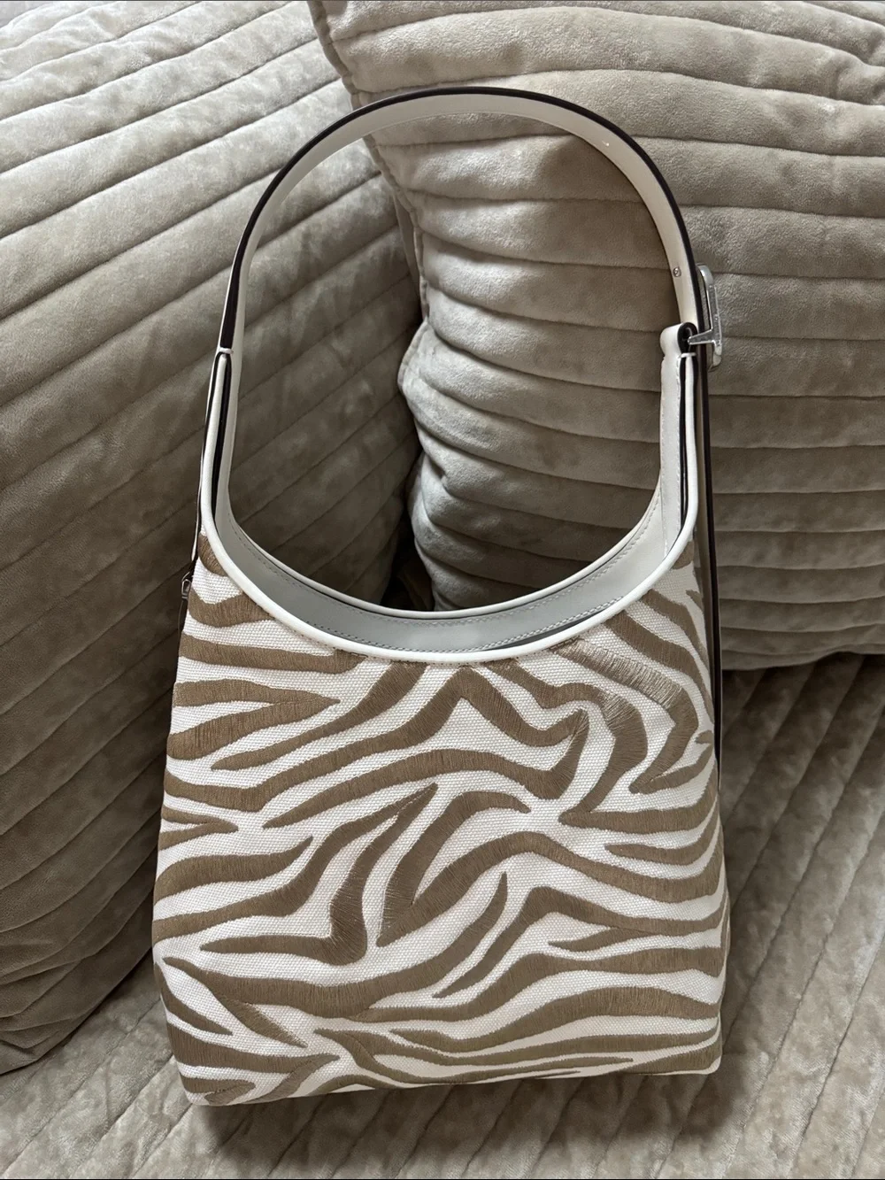 kate spade White and Gold-Tone Zebra Shoulder Bag
